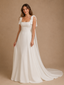 ChicSew Spaghetti Straps Square Bow Knot Satin A-Line Wedding Dresses Online