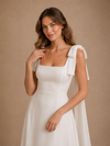 ChicSew Spaghetti Straps Square Bow Knot Satin A-Line Wedding Dresses Online