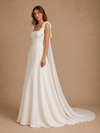 ChicSew Spaghetti Straps Square Bow Knot Satin A-Line Wedding Dresses Online