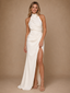 ChicSew High Neck Sleeveless Ruching Mermaid Floor-Length Wedding Dress With Side Slit