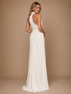ChicSew High Neck Sleeveless Ruching Mermaid Floor-Length Wedding Dress With Side Slit