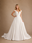 ChicSew Elegant V-Neck A-line Off Shoulder Satin Wedding Dresses With Train