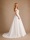 ChicSew Elegant V-Neck A-line Off Shoulder Satin Wedding Dresses With Train