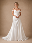 ChicSew Classic Off Shoulder V-Neck Ruching Sleeveless Satin Mermaid Floor-Length Wedding Dresses