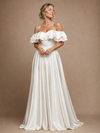 ChicSew Modern Off The Shoulder Sleeveless A-Line Satin Floor-Length Wedding Dresses