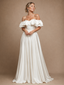 ChicSew Modern Off The Shoulder Sleeveless A-Line Satin Floor-Length Wedding Dresses