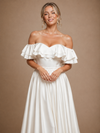 ChicSew Modern Off The Shoulder Sleeveless A-Line Satin Floor-Length Wedding Dresses