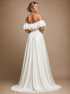 ChicSew Modern Off The Shoulder Sleeveless A-Line Satin Floor-Length Wedding Dresses