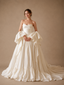 ChicSew Strapless Sweetheart Satin Wedding Dress Detachable Puff Flutter Sleeves A‑Line With Train