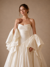 ChicSew Strapless Sweetheart Satin Wedding Dress Detachable Puff Flutter Sleeves A‑Line With Train