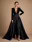 ChicSew Sexy Unique Deep V-Neck Long Sleeves Sequin Satin Wedding Jumpsuit With Overskirt