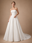ChicSew Beautiful Strapless Ruched Satin A-Line Floor-Length Wedding Dress With Train