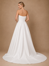 ChicSew Beautiful Strapless Ruched Satin A-Line Floor-Length Wedding Dress With Train