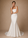 ChicSew Fancy Spaghetti Straps Square Neck Satin Mermaid Floor-Length Wedding Dress
