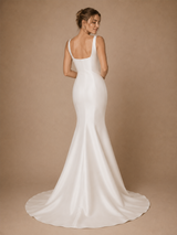 ChicSew Fancy Spaghetti Straps Square Neck Satin Mermaid Floor-Length Wedding Dress