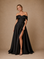 ChicSew Fancy Satin Ruched Off The Shoulder A-Line Side Slit Floor-Length Wedding Dress