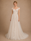 ChicSew Elegant Off The Shoulder Pleated Lace Tulle A-Line Maxi Wedding Dresses Online