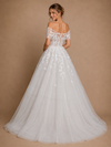 ChicSew Elegant Lace Tulle Off The Shoulder A-Line Floor-Length Wedding Dress With Button