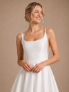 ChicSew Fancy Spaghetti Straps Satin Ruched A-Line Open Back Floor-Length Wedding Dress