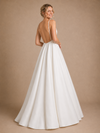 ChicSew Fancy Spaghetti Straps Satin Ruched A-Line Open Back Floor-Length Wedding Dress