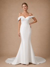 ChicSew Beautiful Off The Shoulder Crepe Mermaid Maxi Long Wedding Dresses With Button