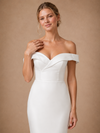 ChicSew Beautiful Off The Shoulder Crepe Mermaid Maxi Long Wedding Dresses With Button