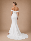 ChicSew Beautiful Off The Shoulder Crepe Mermaid Maxi Long Wedding Dresses With Button
