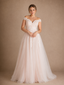 ChicSew Elegant Classy Lace Tulle Off The Shoulder A-Line Maxi Wedding Dresses