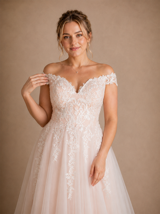 ChicSew Elegant Classy Lace Tulle Off The Shoulder A-Line Maxi Wedding Dresses
