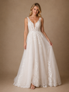 ChicSew Fancy Modern V-Neck A-Line Sleeveless Lace Tulle Long Wedding Dress With Applique