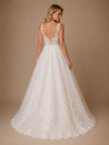 ChicSew Fancy Modern V-Neck A-Line Sleeveless Lace Tulle Long Wedding Dress With Applique