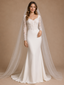 ChicSew Modern Classy Long Sleeves Mermaid Boning Crepe Maxi Wedding Dress With Lace Applique