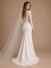 ChicSew Modern Classy Long Sleeves Mermaid Boning Crepe Maxi Wedding Dress With Lace Applique