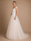 ChicSew Fancy Modern V-Neck A-Line Cap Sleeves Lace Tulle Long Wedding Dresses