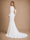 ChicSew Fancy V-Neck Crepe Long Sleeves Mermaid Maxi Wedding Dress With Applique