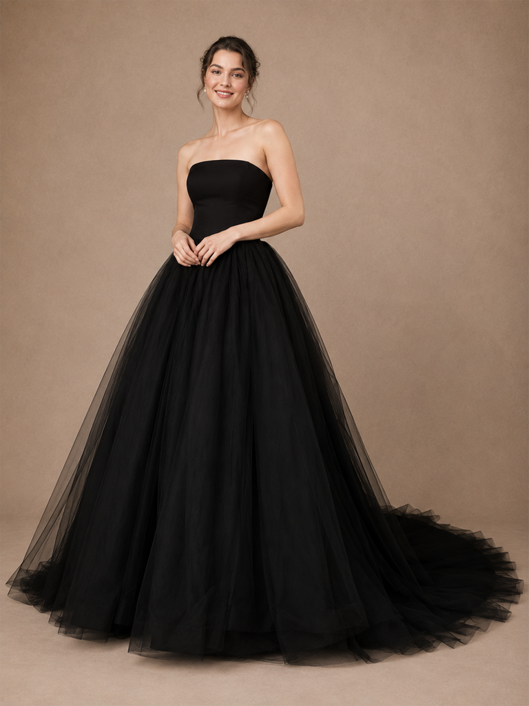 ChicSew Fancy A-Line Lace Tulle Sleeveless Floor-Length Wedding Dresses With Long Train