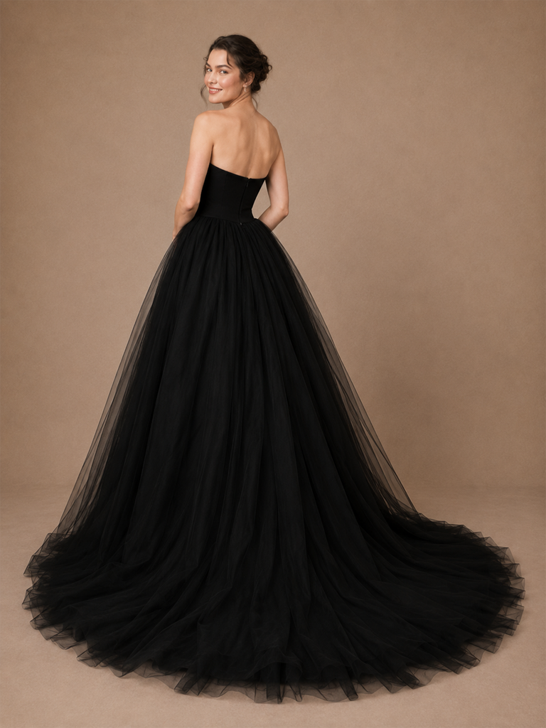 ChicSew Fancy A-Line Lace Tulle Sleeveless Floor-Length Wedding Dresses With Long Train