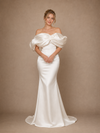 ChicSew Unique Off The Shoulder Mermaid Floor-Length Satin Long Wedding Dress