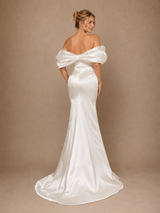 ChicSew Unique Off The Shoulder Mermaid Floor-Length Satin Long Wedding Dress