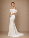 ChicSew Unique Off The Shoulder Mermaid Floor-Length Satin Long Wedding Dress