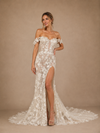 ChicSew Romantic Off Shoulder Side Slit Sleeveless Lace Mermaid Long Wedding Dresses