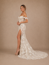 ChicSew Romantic Off Shoulder Side Slit Sleeveless Lace Mermaid Long Wedding Dresses