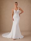 ChicSew Unique V-Neck Spaghetti Straps Lace Chiffon Mermaid Floor-Length Wedding Dress