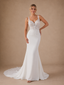ChicSew Unique V-Neck Spaghetti Straps Lace Chiffon Mermaid Floor-Length Wedding Dress