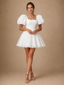 ChicSew Classy Square Neck Short Sleeves Crepe A-Line Mini-Length Wedding Dresses
