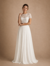 ChicSew Beautiful Jewel Short Sleeves Chiffon A-Line Floor-Length Wedding Dresses