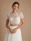 ChicSew Beautiful Jewel Short Sleeves Chiffon A-Line Floor-Length Wedding Dresses