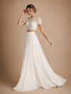 ChicSew Beautiful Jewel Short Sleeves Chiffon A-Line Floor-Length Wedding Dresses