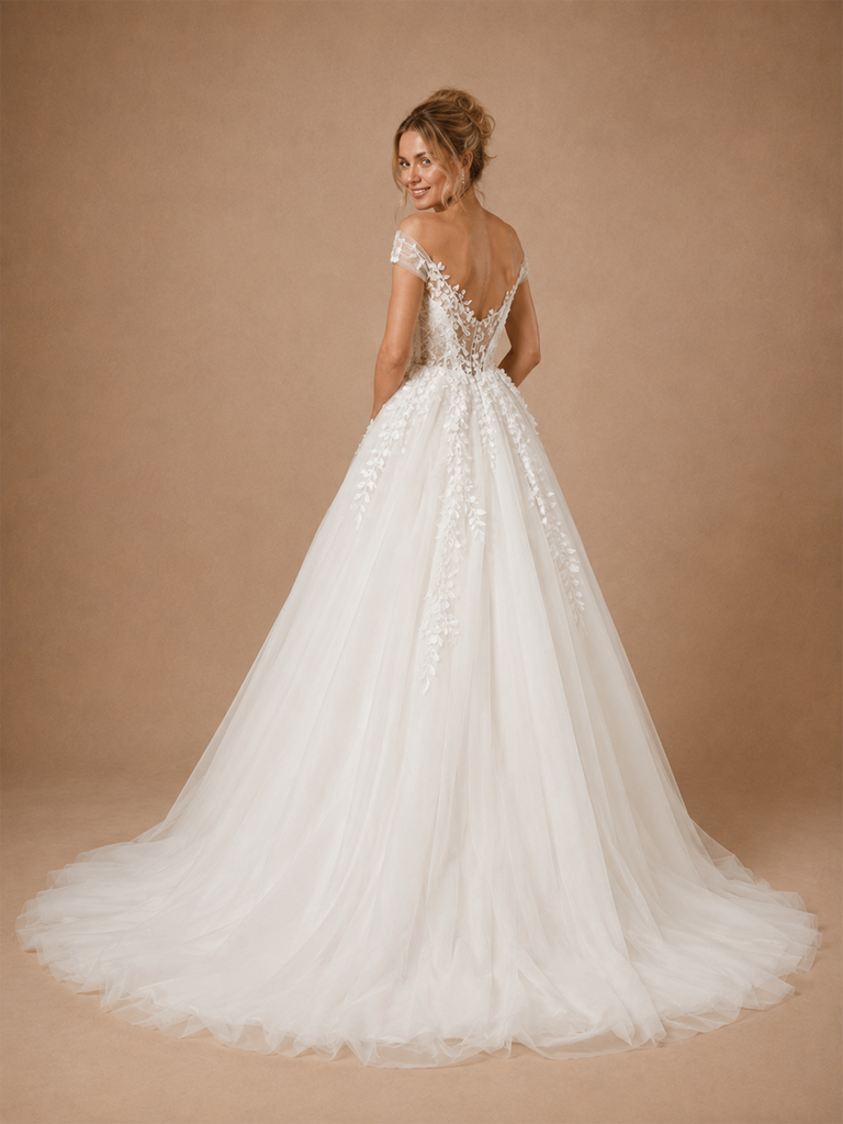 ChicSew Beautiful Off The Shoulder Lace Appliques Tulle A-Line Long Wedding Dresses