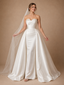 ChicSew Unique Sweetheart Beading Ruching Satin Mermaid Wedding Dresses With Overskirt